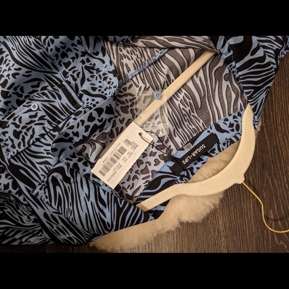 NWT Sugarlips Blue Animal Print Dress - Picture 2 of 7